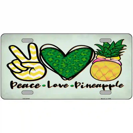 Peace Love Pineapple Novelty Metal License Plate 24" x 12" (LLP)