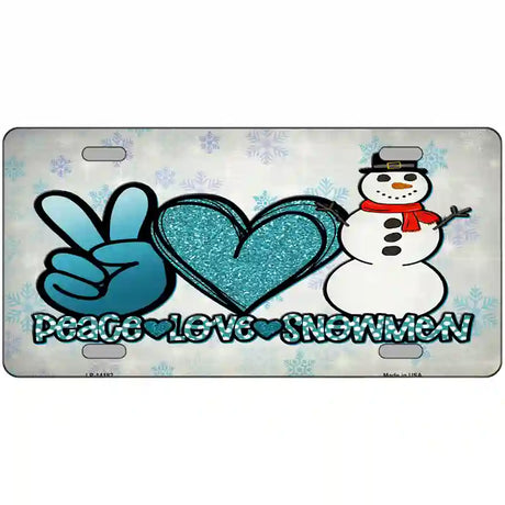 Peace Love Snowman Novelty Metal License Plate 24" x 12" (LLP)