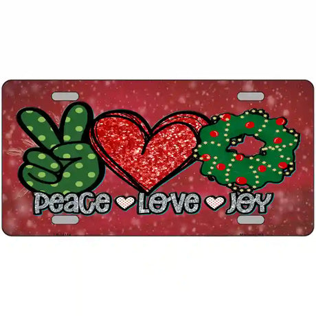 Peace Love Joy Novelty Metal License Plate 24" x 12" (LLP)