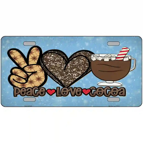 Peace Love Cocoa Novelty Metal License Plate 24" x 12" (LLP)