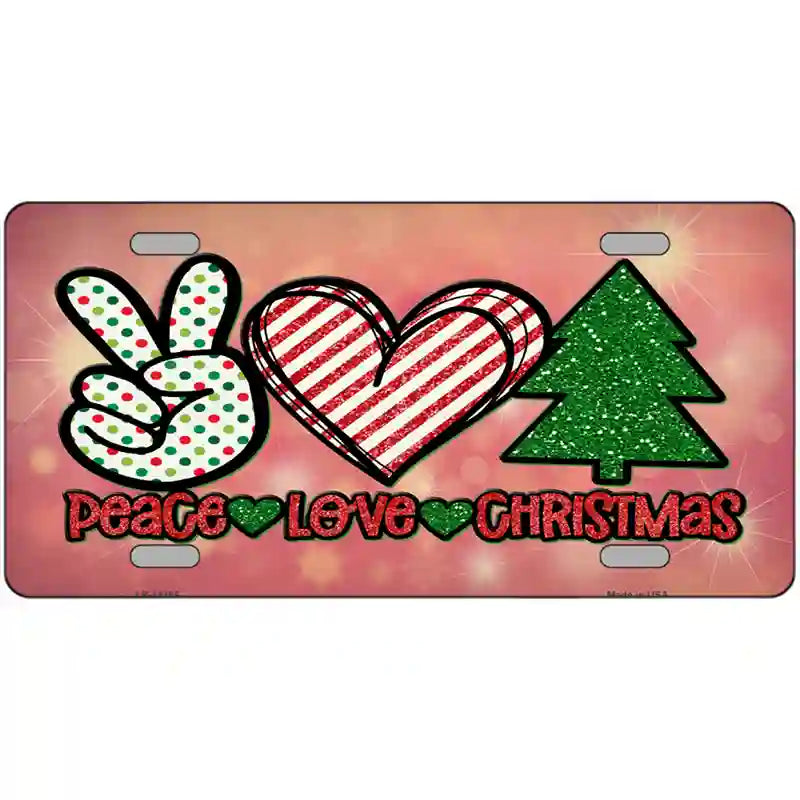 Peace Love Christmas Novelty Metal License Plate 24" x 12" (LLP)