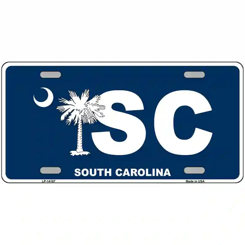 SC South Carolina Flag Novelty Metal License Plate 24" x 12" (LLP)