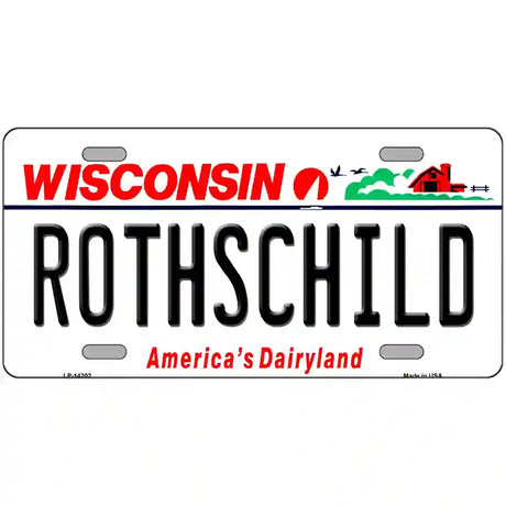 Rothschild Wisconsin Novelty Metal License Plate 24" x 12" (LLP)