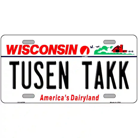 Tusen Takk Wisconsin Novelty Metal License Plate 24" x 12" (LLP)