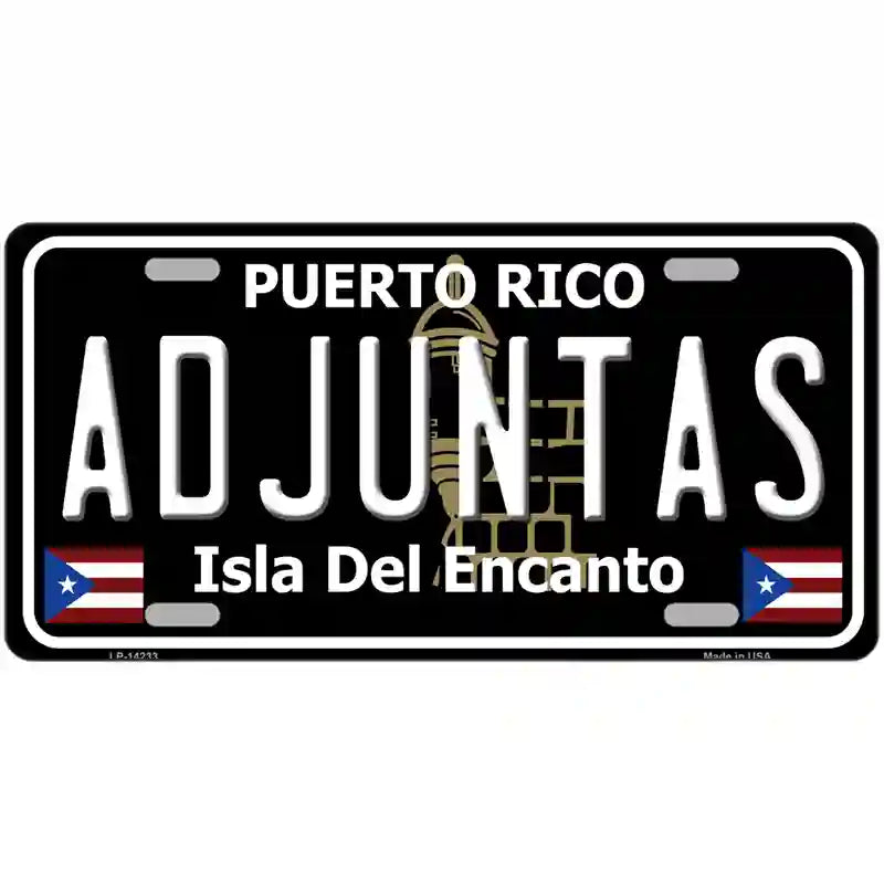 Adjuntas Puerto Rico Black Novelty Metal License Plate 24" x 12" (LLP)