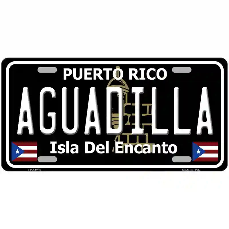 Aguadilla Puerto Rico Black Novelty Metal License Plate 24" x 12" (LLP)