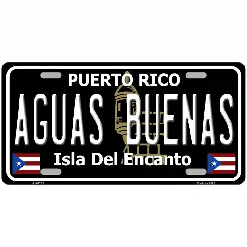 Aguas Buenas Puerto Rico Black Novelty Metal License Plate 24" x 12" (LLP)