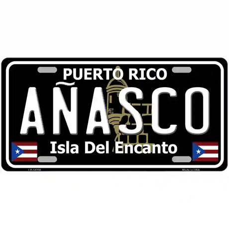 Anasco Puerto Rico Black Novelty Metal License Plate 24" x 12" (LLP)