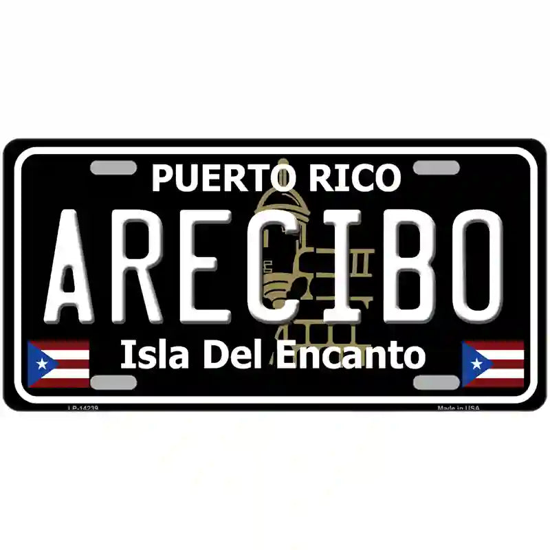 Arecibo Puerto Rico Black Novelty Metal License Plate 24" x 12" (LLP)