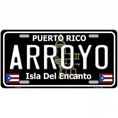 Arroyo Puerto Rico Black Novelty Metal License Plate 24" x 12" (LLP)