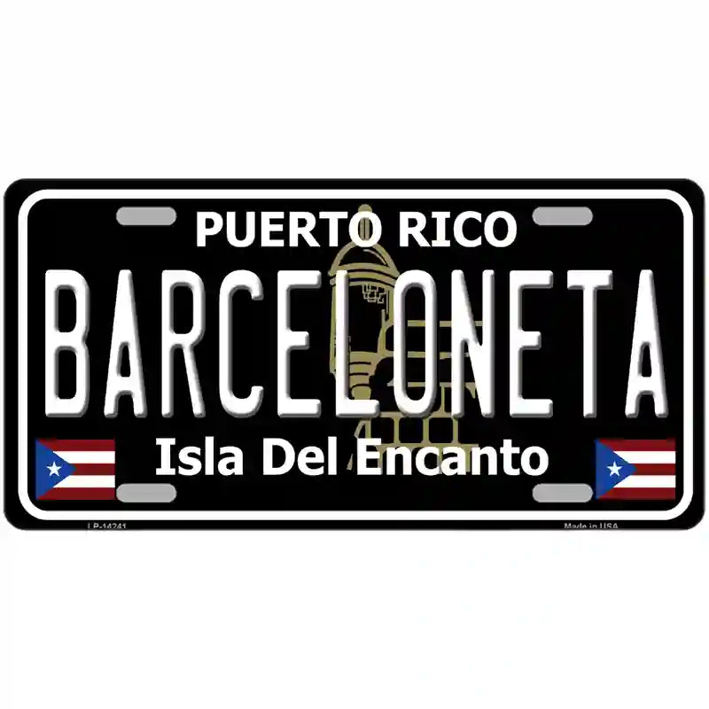 Barceloneta Puerto Rico Black Novelty Metal License Plate 24" x 12" (LLP)