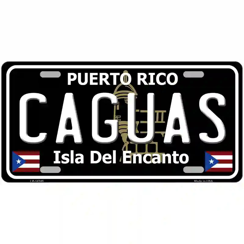 Caguas Puerto Rico Black Novelty Metal License Plate 24" x 12" (LLP)