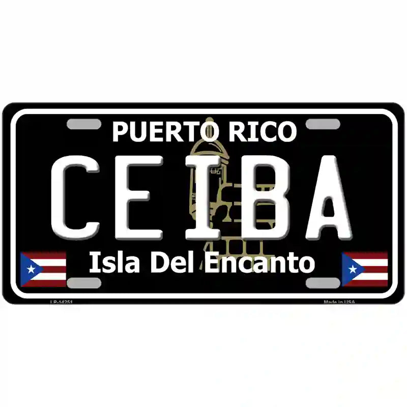 Ceiba Puerto Rico Black Novelty Metal License Plate 24" x 12" (LLP)