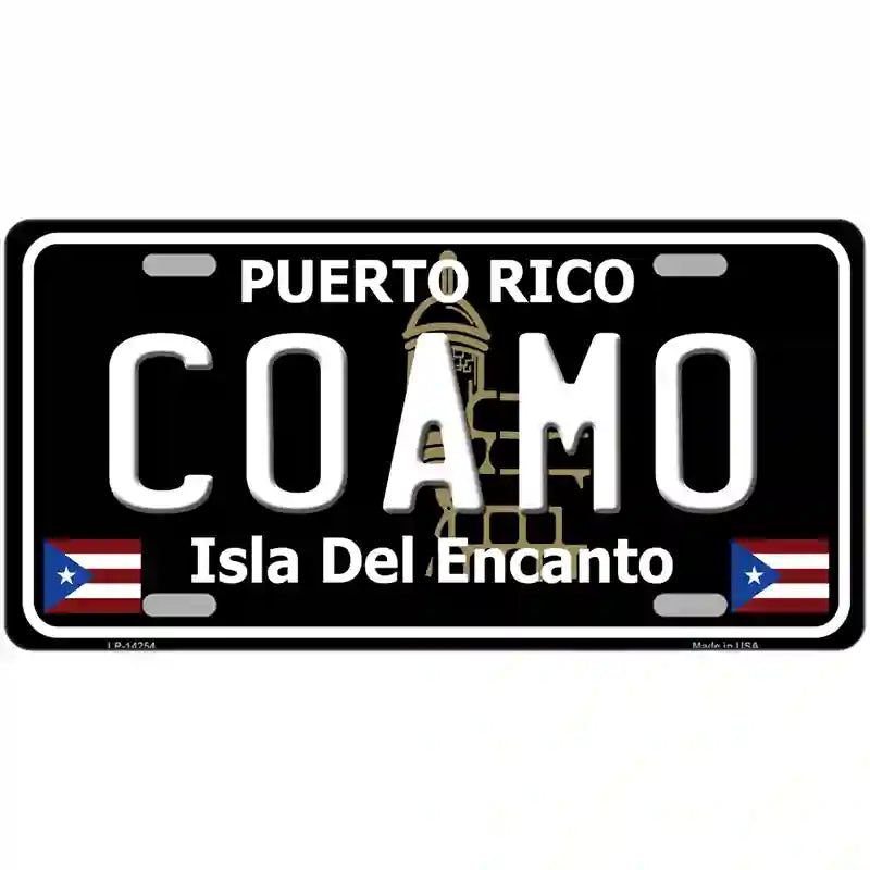 Coamo Puerto Rico Black Novelty Metal License Plate 24" x 12" (LLP)