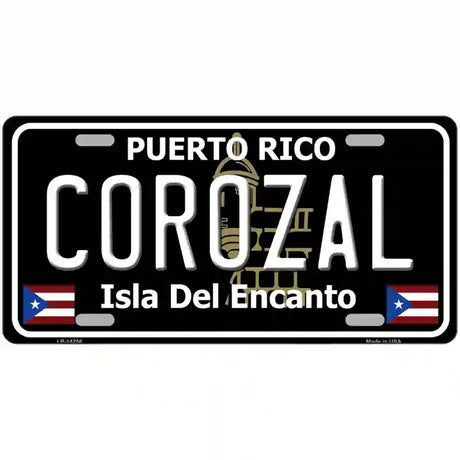 Corozal Puerto Rico Black Novelty Metal License Plate 24" x 12" (LLP)