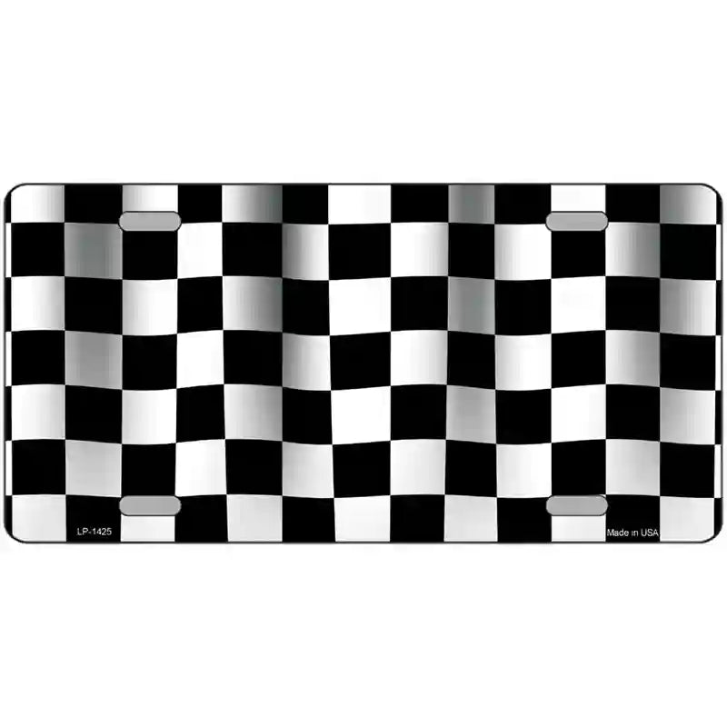 Waving Checkered Flag Metal Novelty License Plate 24" x 12" (LLP)