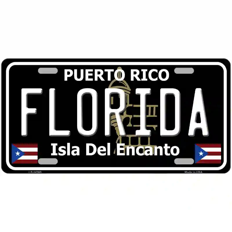 Florida Puerto Rico Black Novelty Metal License Plate 24" x 12" (LLP)