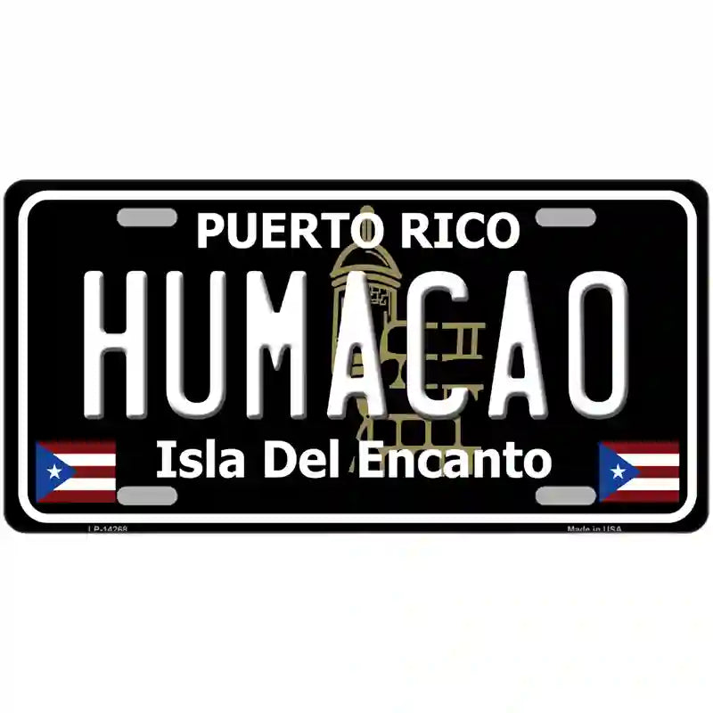 Humacao Puerto Rico Black Novelty Metal License Plate 24" x 12" (LLP)