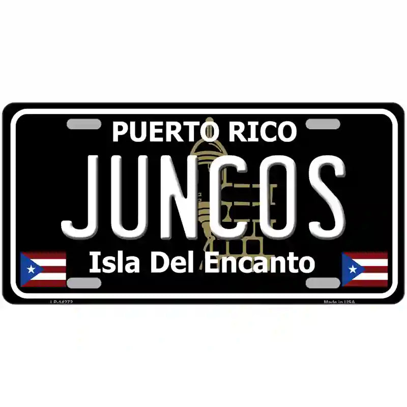 Juncos Puerto Rico Black Novelty Metal License Plate 24" x 12" (LLP)