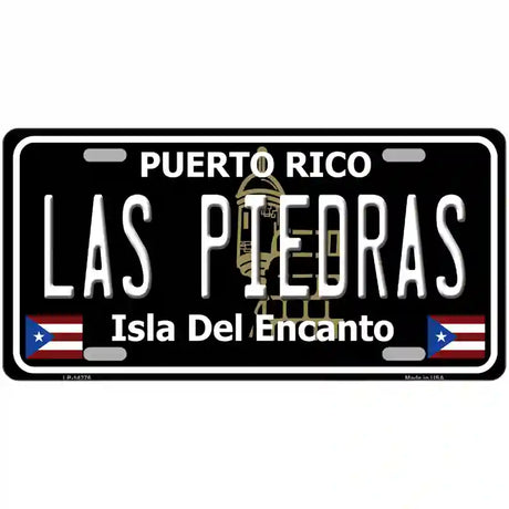 Las Piedras Puerto Rico Black Novelty Metal License Plate 24" x 12" (LLP)