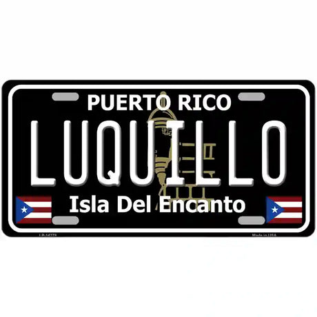 Luquillo Puerto Rico Black Novelty Metal License Plate 24" x 12" (LLP)