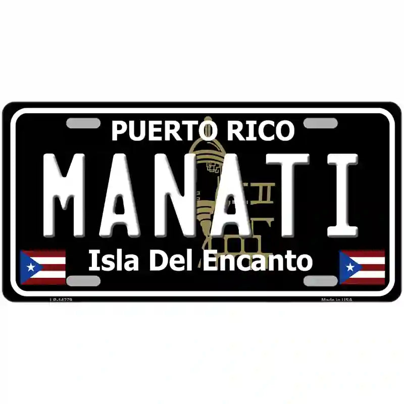 Manati Puerto Rico Black Novelty Metal License Plate 24" x 12" (LLP)