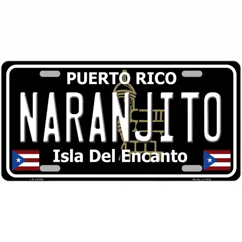 Naranjito Puerto Rico Black Novelty Metal License Plate 24" x 12" (LLP)