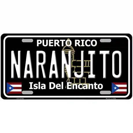 Naranjito Puerto Rico Black Novelty Metal License Plate 24" x 12" (LLP)