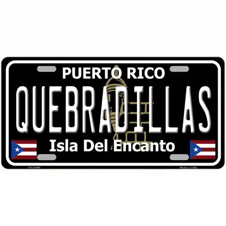 Quebradillas Puerto Rico Black Novelty Metal License Plate 24" x 12" (LLP)