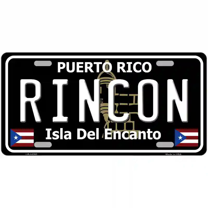 Rincon Puerto Rico Black Novelty Metal License Plate 24" x 12" (LLP)