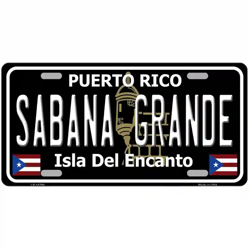 Sabana Grande Puerto Rico Black Novelty Metal License Plate 24" x 12" (LLP)