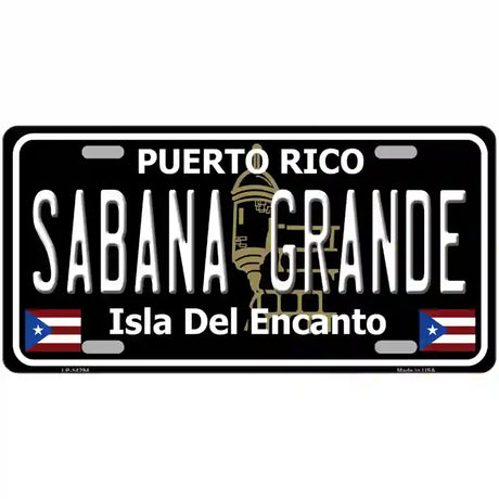 Sabana Grande Puerto Rico Black Novelty Metal License Plate 24" x 12" (LLP)