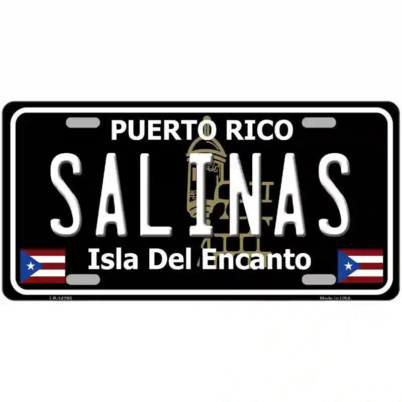 Salinas Puerto Rico Black Novelty Metal License Plate 24" x 12" (LLP)