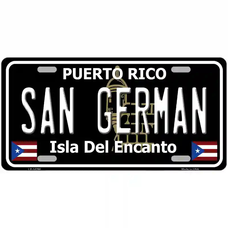 San German Puerto Rico Black Novelty Metal License Plate 24" x 12" (LLP)