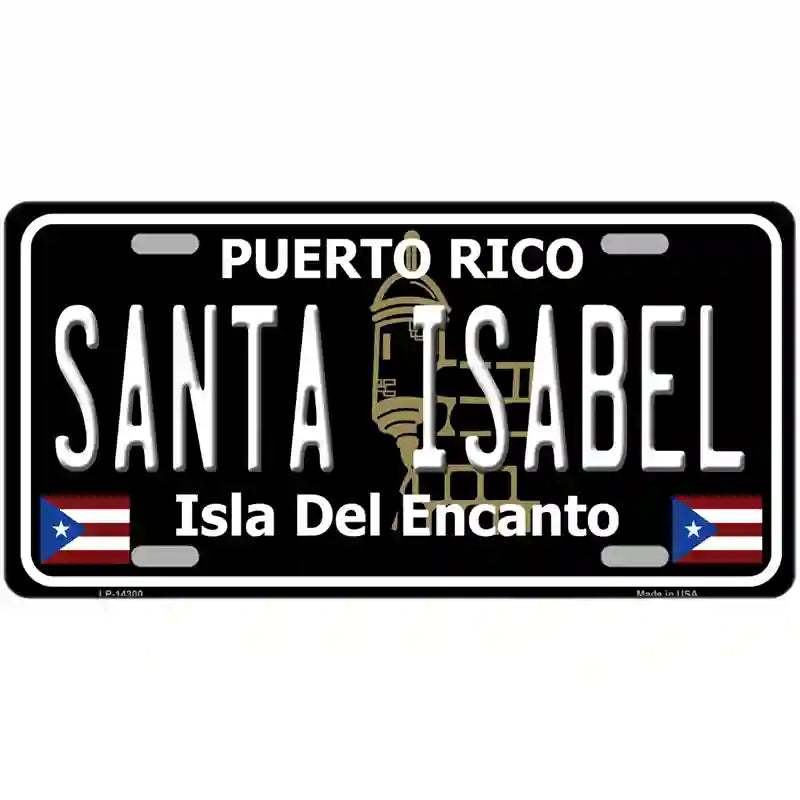 Santa Isabel Puerto Rico Black Novelty Metal License Plate 24" x 12" (LLP)