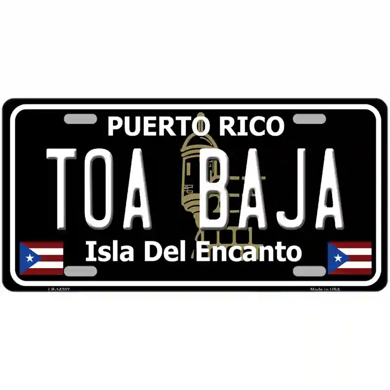 Toa Baja Puerto Rico Black Novelty Metal License Plate 24" x 12" (LLP)