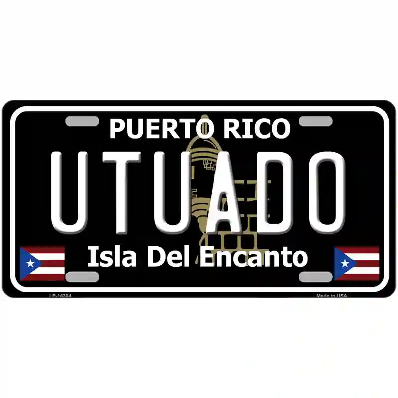 Utuado Puerto Rico Black Novelty Metal License Plate 24" x 12" (LLP)