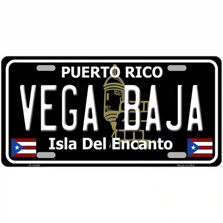 Vega Baja Puerto Rico Black Novelty Metal License Plate 24" x 12" (LLP)