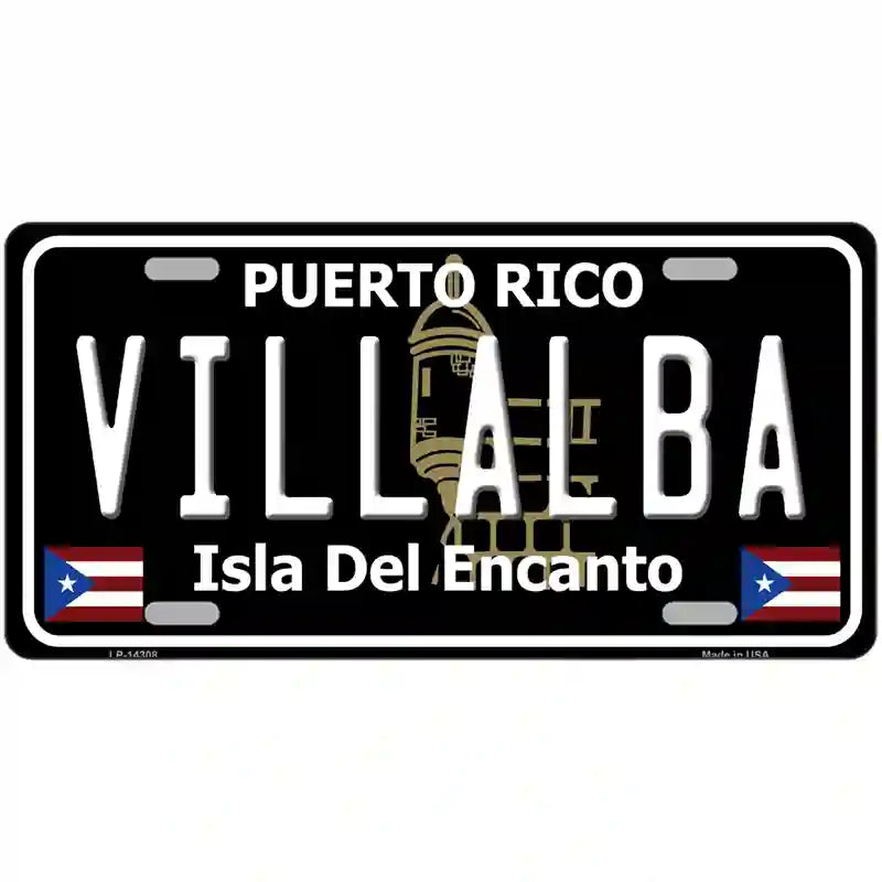 Villalba Puerto Rico Black Novelty Metal License Plate 24" x 12" (LLP)