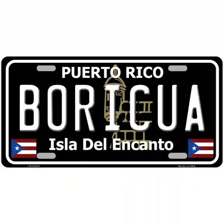 Boricua Puerto Rico Black Novelty Metal License Plate 24" x 12" (LLP)