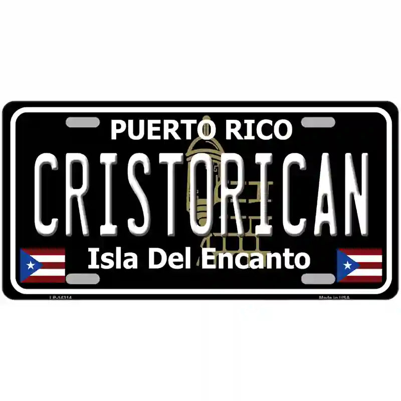 Cristorican Puerto Rico Black Novelty Metal License Plate 24" x 12" (LLP)