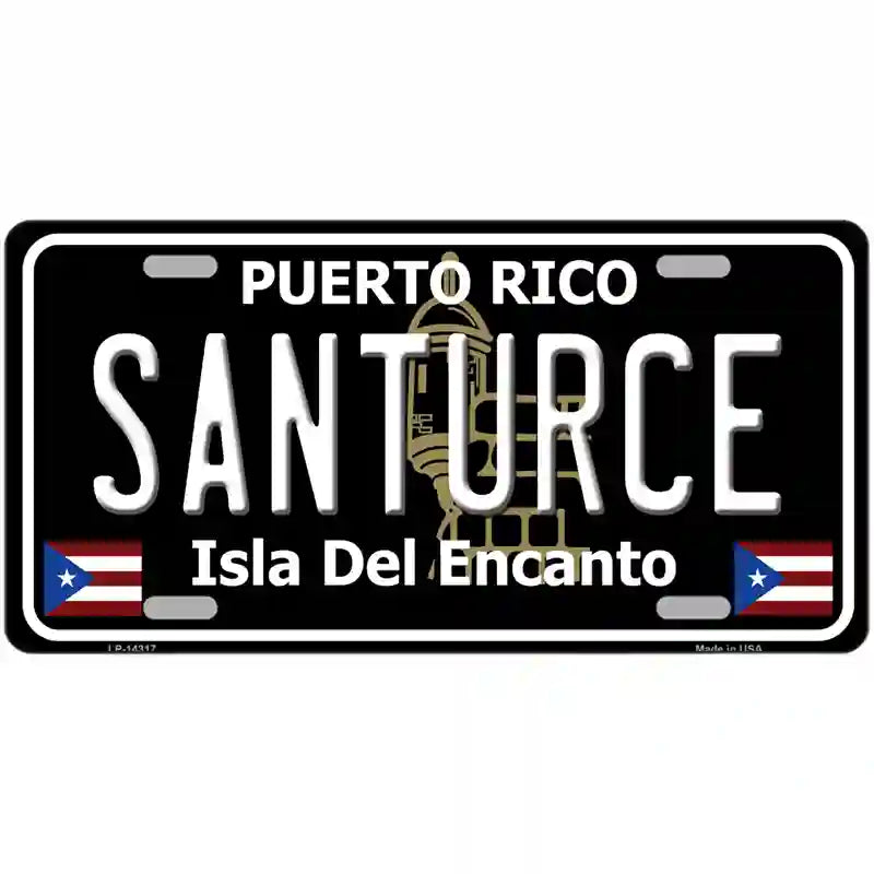 Santurce Puerto Rico Black Novelty Metal License Plate 24" x 12" (LLP)