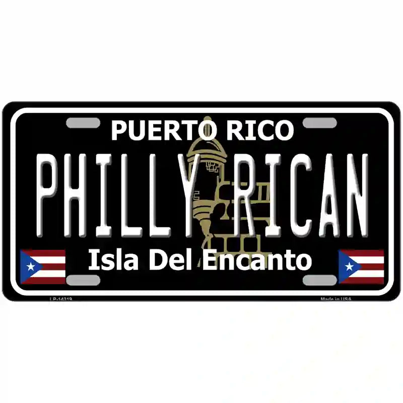 Philly Rican Puerto Rico Black Novelty Metal License Plate 24" x 12" (LLP)