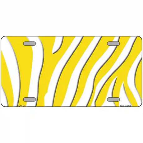 Yellow White Zebra Metal Novelty License Plate 24" x 12" (LLP)