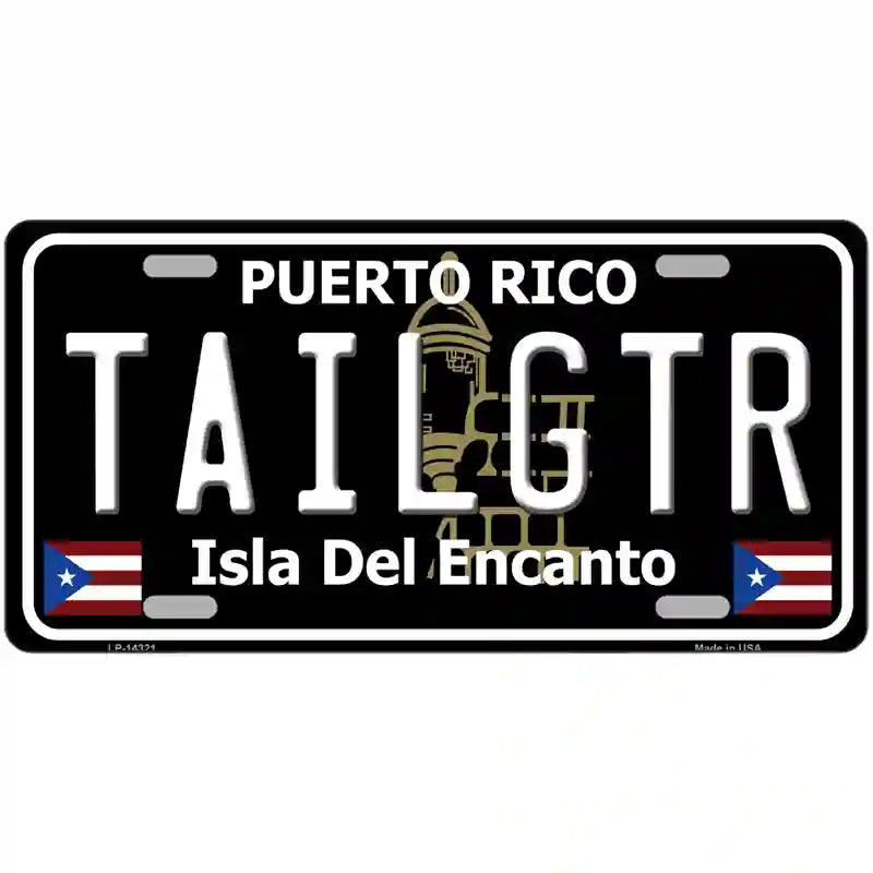 Tailgtr Puerto Rico Black Novelty Metal License Plate 24" x 12" (LLP)