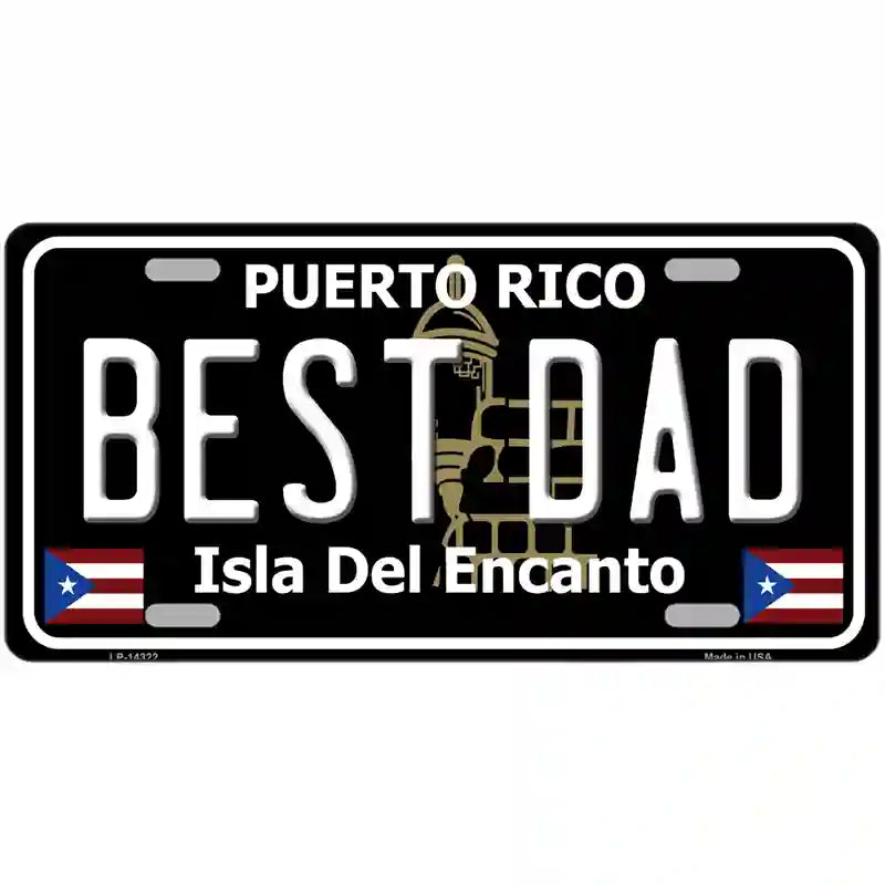 Best Dad Puerto Rico Black Novelty Metal License Plate 24" x 12" (LLP)