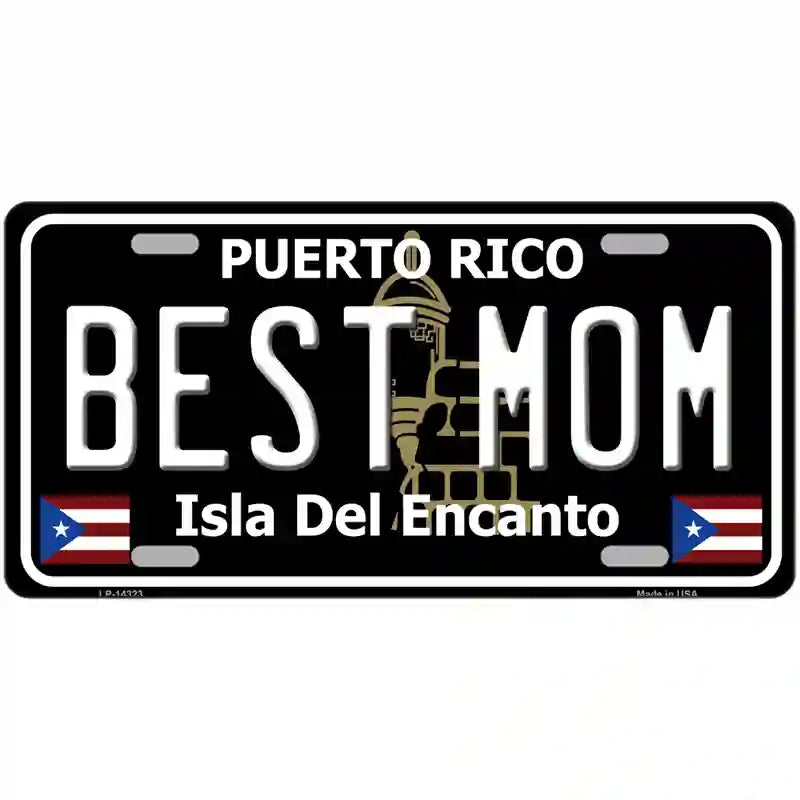 Best Mom Puerto Rico Black Novelty Metal License Plate 24" x 12" (LLP)