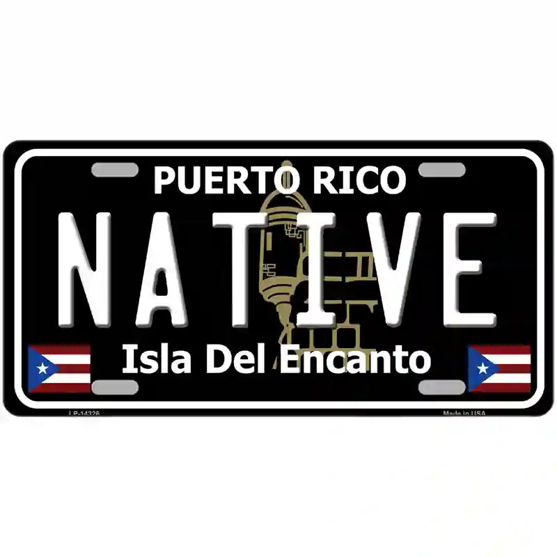 Native Puerto Rico Black Novelty Metal License Plate 24" x 12" (LLP)