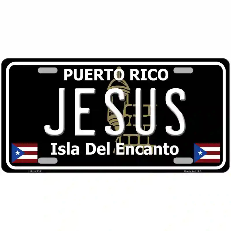 Jesus Puerto Rico Black Novelty Metal License Plate 24" x 12" (LLP)