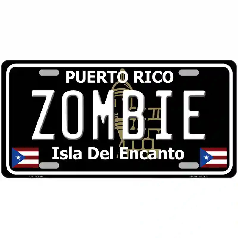 Zombie Puerto Rico Black Novelty Metal License Plate 24" x 12" (LLP)